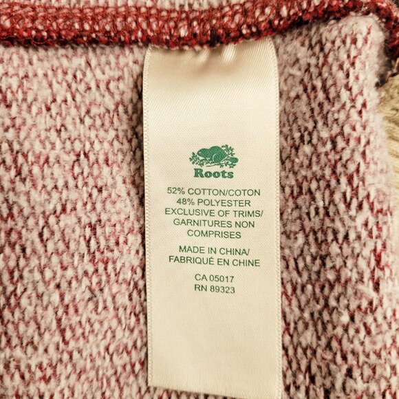 Roots Womens Quarter Zip Sweatshirt Medium Red Speckled Embroidered Logo Cuffs - Picture 12 of 12